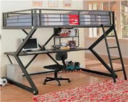 This Bunk Bed work station is unique because it has a full bed on top. It is VERY Sturdy!