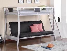 silver metal futon  bunk bed
